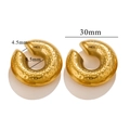 30mm golden twisted texture C-shape clip earrings with vacuum plating for women - 1 Piece / Gold-Hammered Texture