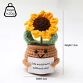 Handmade crochet sunflower potted plant with positive quote card and cute smiling face - Sunflower Potted Plant L Card