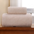 Thickened coral fleece towel set in creamy beige with pineapple texture finish - Towel (35*75cm) / Pineapple Grid Coffee