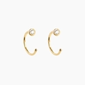 Elegant s925 silver needle gold C-shaped earrings with sparkling cubic zirconia inlay - Gold