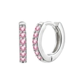 S925 Silber Creolen mit poliertem Finish und Reihen aus leuchtend rosa Zirkonia-Steinen - Silber mit rosa Zirkon