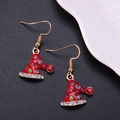 Macro detail of Christmas hat earrings with red enamel and vibrant multicolored rhinestones - Red Christmas Hat
