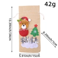 Bolsa de regalo de Navidad para vino de arpillera con diseño de oso y medidas exactas - Estilo de oso / Beige Claro