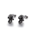 Gothik Totenkopf Ohrstecker in Vintage-Silber mit schwarzen Kristallaugen für Herren - Schwarzer Zirkonia-Stil (KE71694)