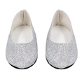 Silberne Glitzer-Ballerinas für 18-Zoll-Puppen mit funkelndem Pailletten-Finish - Silber