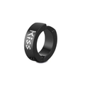 Minimalist matte black titanium steel ear cuff with engraved KISS lettering detail - Single KISS / Black