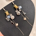 2506032 Blue-gray Crystal Tassel Ear Hooks