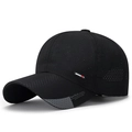 Cappellino sportivo nero traspirante in mesh con asciugatura rapida e patch in gomma - Regolabile / Nero