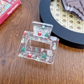Acrylic Christmas hair claw clip with Santa and snowman prints on transparent base - Christmas Mix Print (5CM)