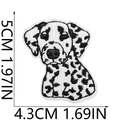 Detailed view of spotted dog embroidery patch with 5cm x 4.3cm size measurements - 5x4.3cm