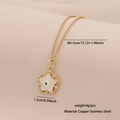 Goldene Stern-Halskette mit bösem Auge aus Edelstahl und weißem Emaille-Finish - Fünfzackiger Stern Böser Blick Stil (3#)