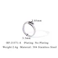 Detail showing 304 stainless steel ring measurements of 3.85mm width and 2.6g weight - Adjustable Open / Silver - Overlap Wrap - S1571