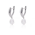 Elegant silver twisted hoops with white baroque freshwater pearl pendants for women - Silver Crisscross Wave Leverback with Baroque Pearl