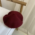 Classic wine red wool beret with a retro British style for women's autumn winter fashion - M(56-58cm) / Burgundy