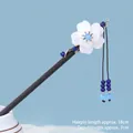 Classic black wooden hair stick with white flowers and blue beaded tassels, length 18cm - Begonia - Jade White