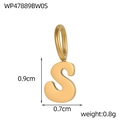 Detailed view of a gold S-shaped stainless steel pendant with 0.9cm x 0.7cm dimensions - Letter-S / Gold