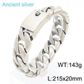 Bracciale cubano retrò in acciaio inossidabile argento antico per uomo da 20mm - Larghezza 20mm (KB170057-KJX)