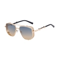 Vintage steampunk square sunglasses featuring gold metal frame and blue orange gradient lenses - C5 Glossy Black Gold Frame Green Yellow Lens