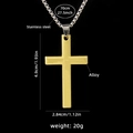 Gouden kruishanger aan lange roestvrijstalen ketting met gedetailleerde afmetingen - Kruis Nr. 117 + Stalen Ketting / Goud