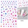 F976 floral nail art stickers featuring purple and pink flower patterns for manicures - F976 (Dried Flower Style)