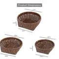 Set of 3 dark brown woven fruit baskets in small, medium, and large sizes - W330 Dark Brown Set of 3 / Set of 3 (L/M/S)