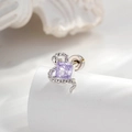 Orecchino a serpente in argento con una pietra di zircone viola quadrata - Blu Viola (Pezzo Singolo)