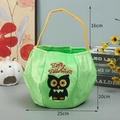 Detailed dimensions of green Halloween owl treat bag with velvet fabric and embroidery - Medium Green Owl
