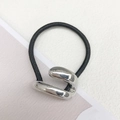 Minimalist elastic hair tie with a silver irregular liquid metal charm accent - 9# Irregular Liquid Style