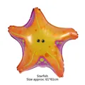 Starfish shaped foil balloon in bright orange and purple for ocean theme party decor - Starfish