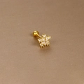 Golden snowflake stud earrings with zircon crystals and screw ball back closure - Hollow Snowflake / Gold