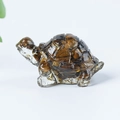 Cute crystal turtle figurine with tiger eye stone and gold foil inside a resin shell - 05 Tiger Eye + Gold Foil