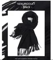 Elegant thick black cashmere scarf featuring long fringe details for winter season - 200*70cm / Thickened Tassel Style / Black