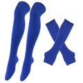 Royal blue knitted over-knee high socks and long fingerless gloves set for cosplay - Solid Color Set (30) / Sapphire Blue
