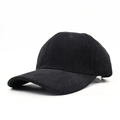 Classic black corduroy baseball cap with structured six-panel design and curved brim - Black