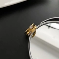 Gold-plated titanium steel ring set with large zircon stones and LOVE FOREVER engraving - US 5 / Gold