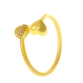 Anello regolabile dorato con cuore in zircone rosa ed elemento cuore lucido - Imitazione Oro (Doppio Cuore Zirconia)