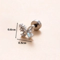 Piercing cartilage papillon argenté avec zircons colorés et détail de taille 0,8 cm - Argent 12#-Papillon Irisé / Argent