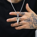 Men's vintage titanium steel arrowhead pendant with gold accents on a box chain - Two-tone Pendant Only (No Chain)
