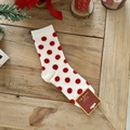 Thick cream mid-calf Christmas socks with red polka dots and festive gift packaging - Cream with Red Polka Dots