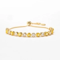 Adjustable evil eye slider bracelet in gold with yellow enamel and micro cubic zirconia - Yellow