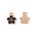 DIY five-petal flower charms with gold edges and black enamel finish for jewelry making - Black