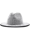 Schwarzer Fedora Hut im Punk-Stil mit silbernen Metallnieten und Spikes für Partys - M (56-58cm) / Schwarz mit silbernen Spikes (01)
