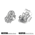 Silver stainless steel butterfly earring backs in flower shape DIY jewelry findings - Triple Heart Earring Back / Steel