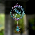 3D rainbow dragonfly wind spinner with blue crystal teardrop for outdoor garden - Iridescent Dragonfly Drop