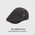 Dark grey mesh beret cap with blue letter embroidery for summer breathability - Adjustable (54-58cm) / Gray
