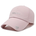 Light pink quick-dry baseball cap with mesh ventilation holes and metal logo - One Size(Adjustable) / Pink