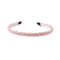 Colorful crystal beaded braided headband featuring pink, blue, and yellow beads - 124 Beaded-Multicolor