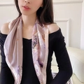 Elegant purple floral silk scarf with premium satin texture for women fashion style - Purple Floral Square Scarf / 65