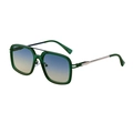 Retro square sunglasses with green frames and gradient blue-yellow lenses for men - C7 Translucent Green Gold/Green Orange