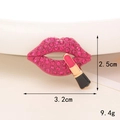 Broche de labios y lápiz labial con diamantes rosa, medidas 3,2 cm por 2,5 cm - D292 Lápiz Labial y Labios (Rojo Rosa)